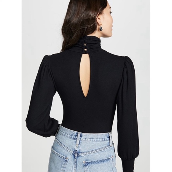 Rachel Pally Luxe Rib Eloise Black Long Sleeve Bodysuit. Size Small. - Picture 2 of 11